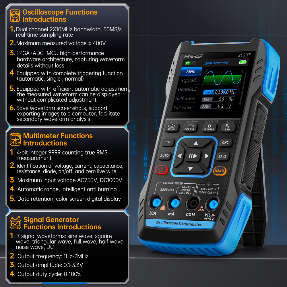 2C23T جهاز راسم إشارة رقمي 3 ف - مراجعة Fnirsi Digital Oscilloscope Handheld وسعره